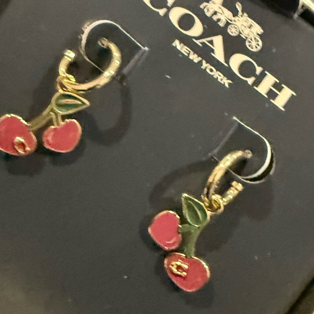 Coach Cherry Red and Green Earrings new in the box - Picture 3 of 7